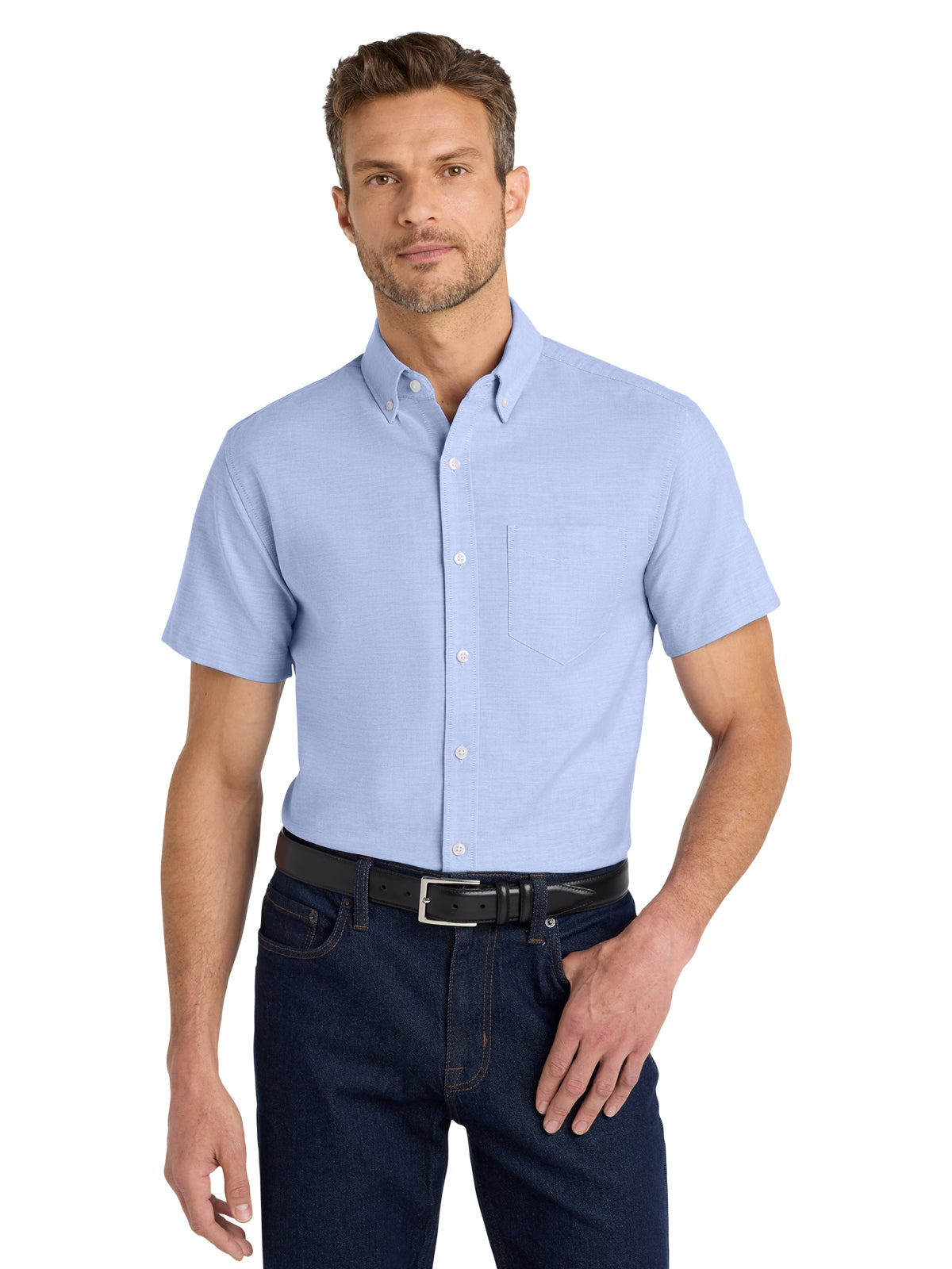 Men's Short Sleeve Oxford Shirt - S659 - Oxford Blue