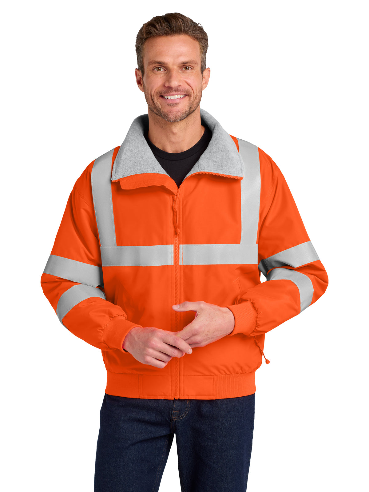 Men's Enhanced Visibility Jacket - SRJ754 - Safety Orange/Reflective
