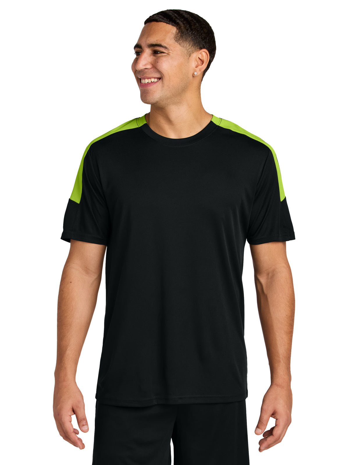 Men's Competitor United Crew T-Shirt - ST100 - Black/Lime Shock