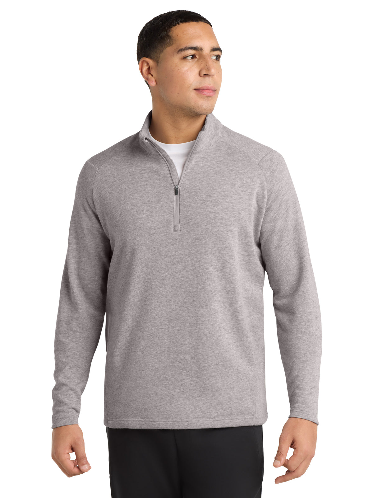 Men's Lightweight French Terry 1/4-Zip Sweatshirt - ST273 - Heather Grey