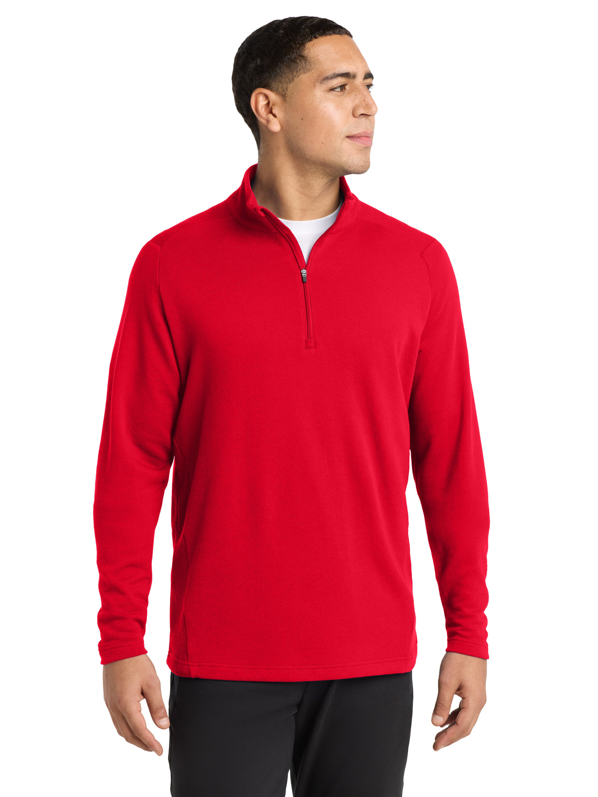 Men's Lightweight French Terry 1/4-Zip Sweatshirt - ST273 - True Red
