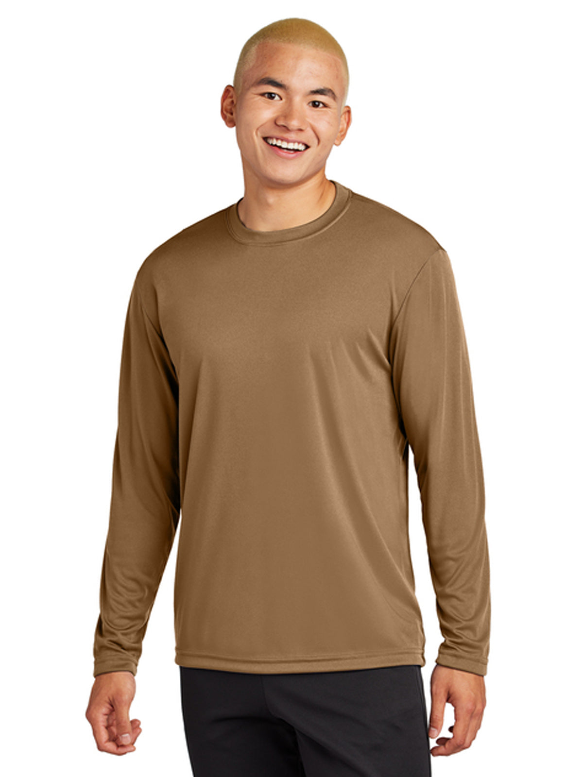 Men's Pocketless Long Sleeve Tee - ST350LS - Woodland Brown