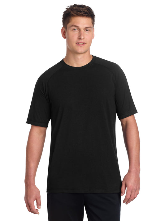 Men's Tri-Blend Wicking Raglan T-Shirt - ST400 - Black Triad Solid