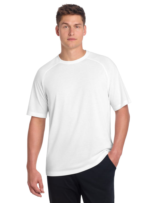 Men's Tri-Blend Wicking Raglan T-Shirt - ST400 - White Triad Solid