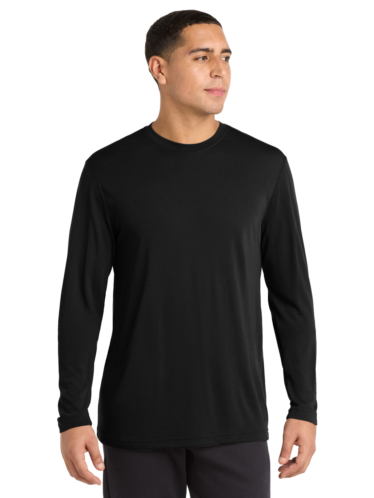 Men's Pocketless Long Sleeve PosiCharge T-Shirt - ST450LS - Black