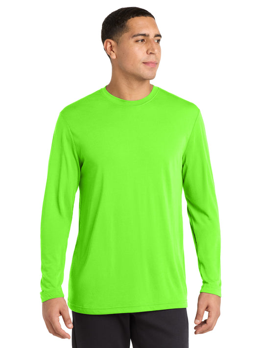 Men's Pocketless Long Sleeve PosiCharge T-Shirt - ST450LS - Neon Green
