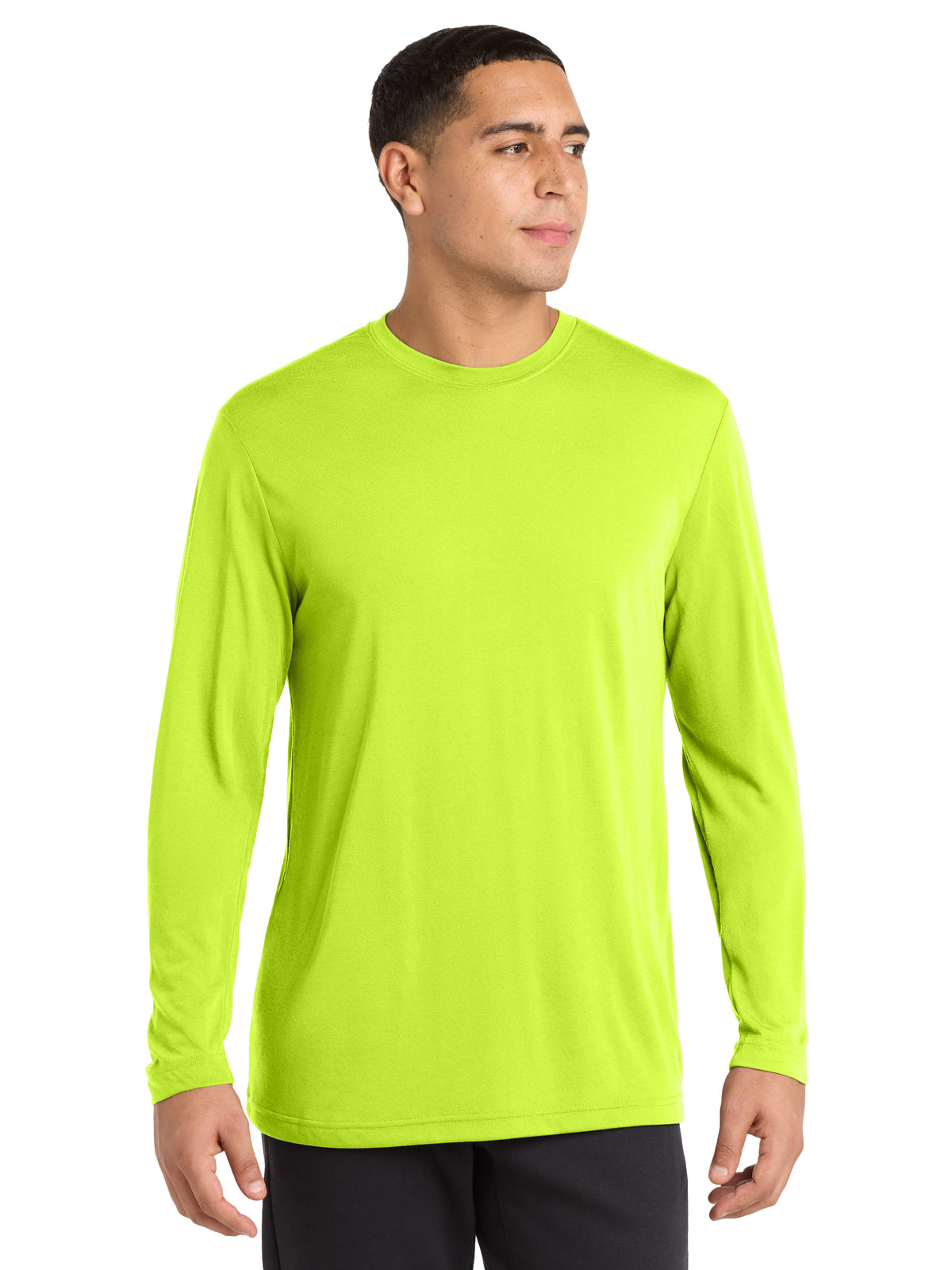 Men's Pocketless Long Sleeve PosiCharge T-Shirt - ST450LS - Neon Yellow