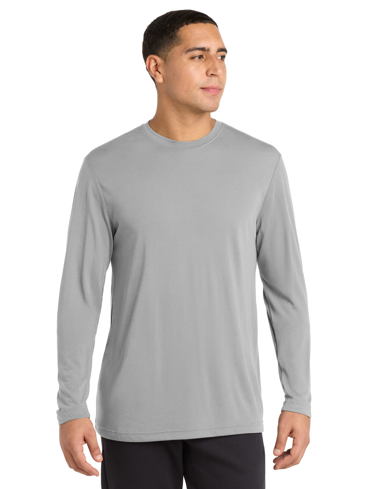 Men's Pocketless Long Sleeve PosiCharge T-Shirt - ST450LS - Silver