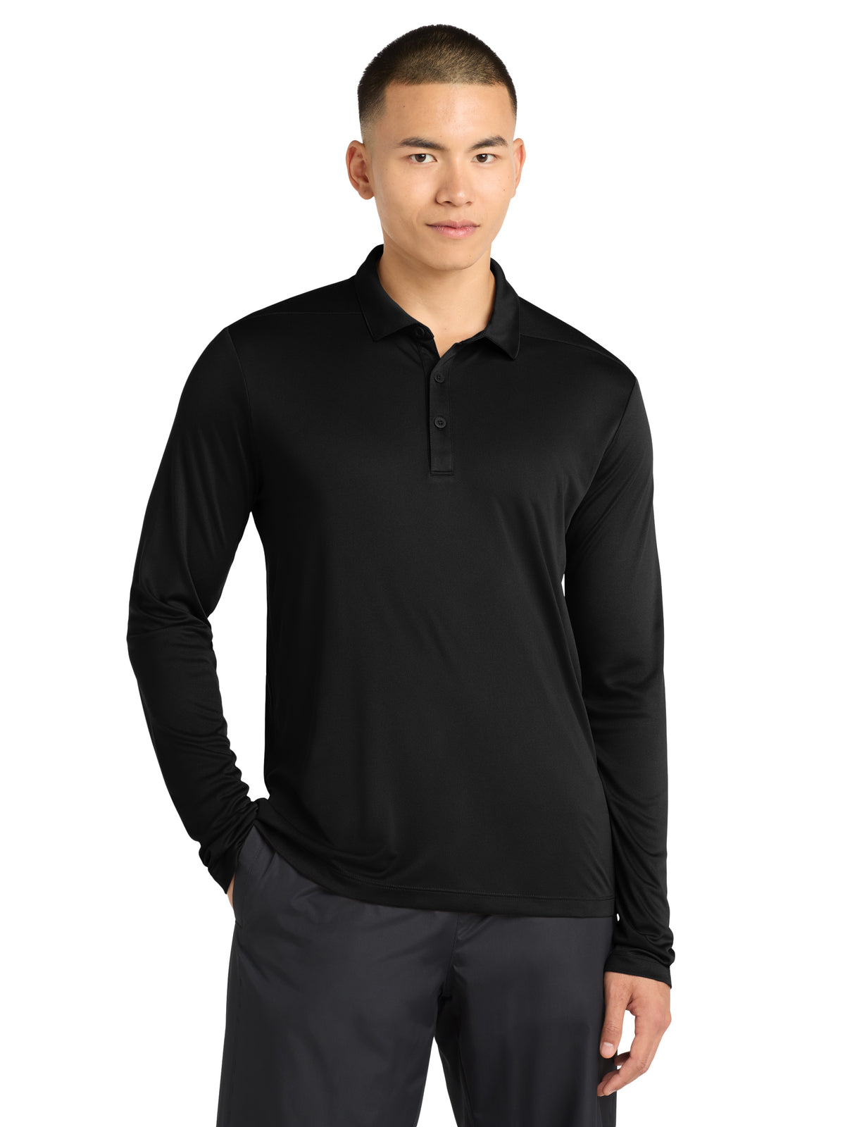 Men's Posi-UV Pro Long Sleeve Polo - ST520LS - Black