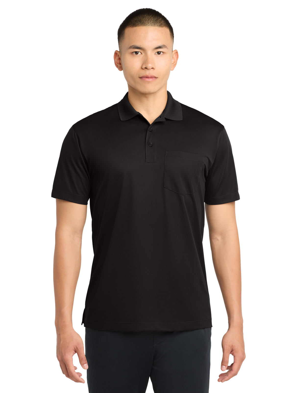 Men's Micropique Sport-Wick Pocket Polo - ST651 - Black