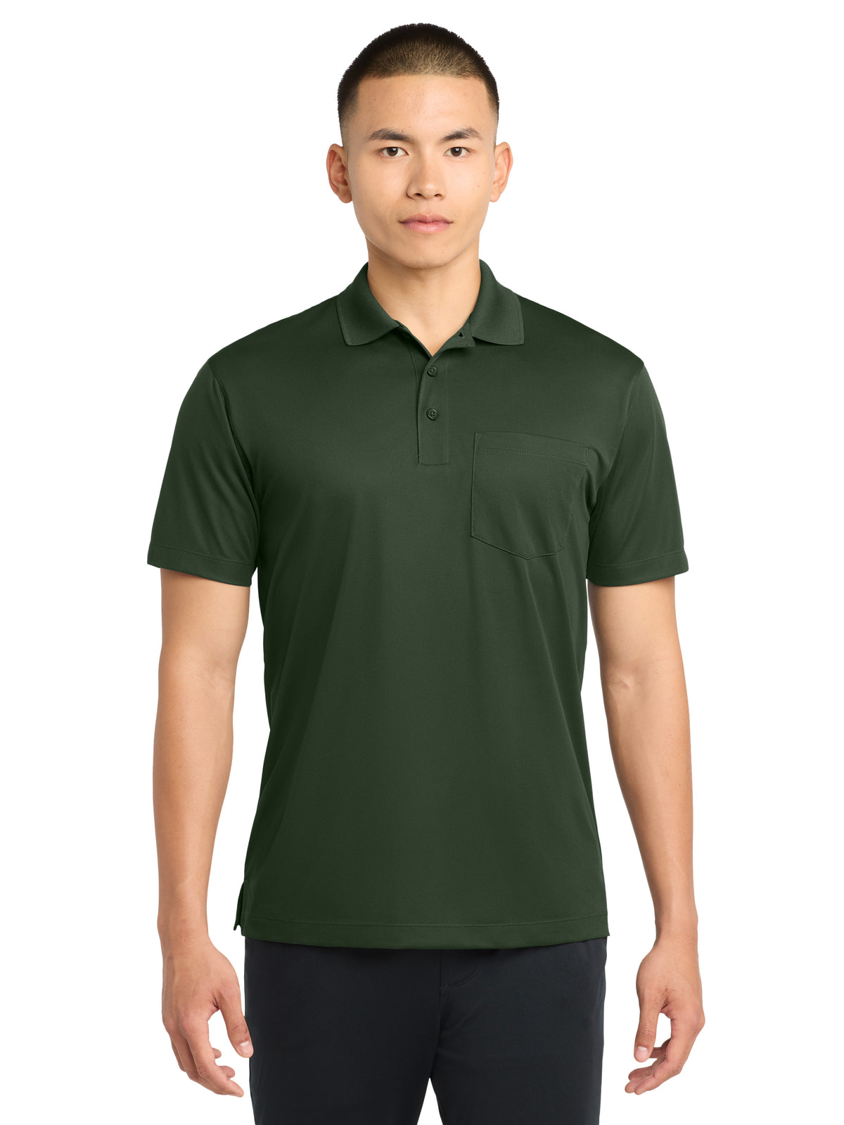 Men's Micropique Sport-Wick Pocket Polo - ST651 - Forest Green