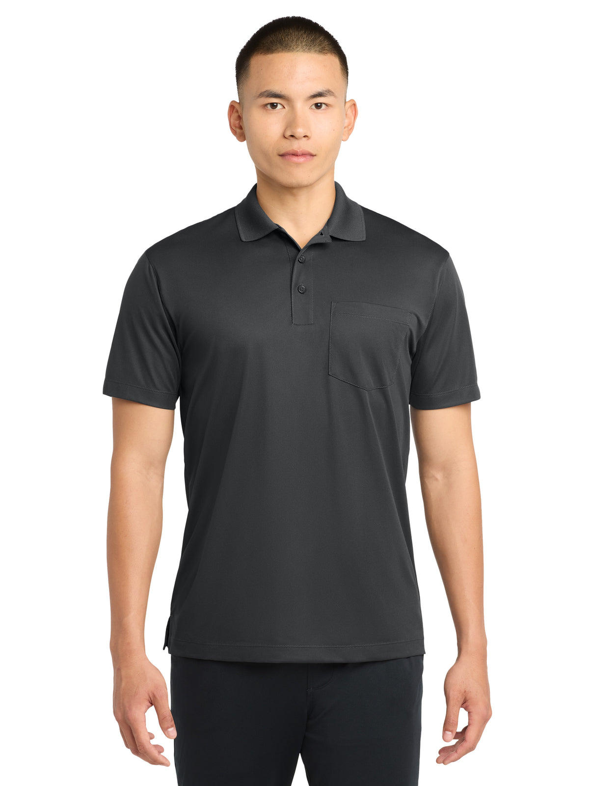 Men's Micropique Sport-Wick Pocket Polo - ST651 - Iron Grey