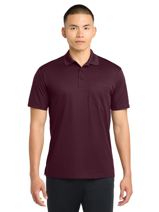 Men's Micropique Sport-Wick Pocket Polo - ST651 - Maroon