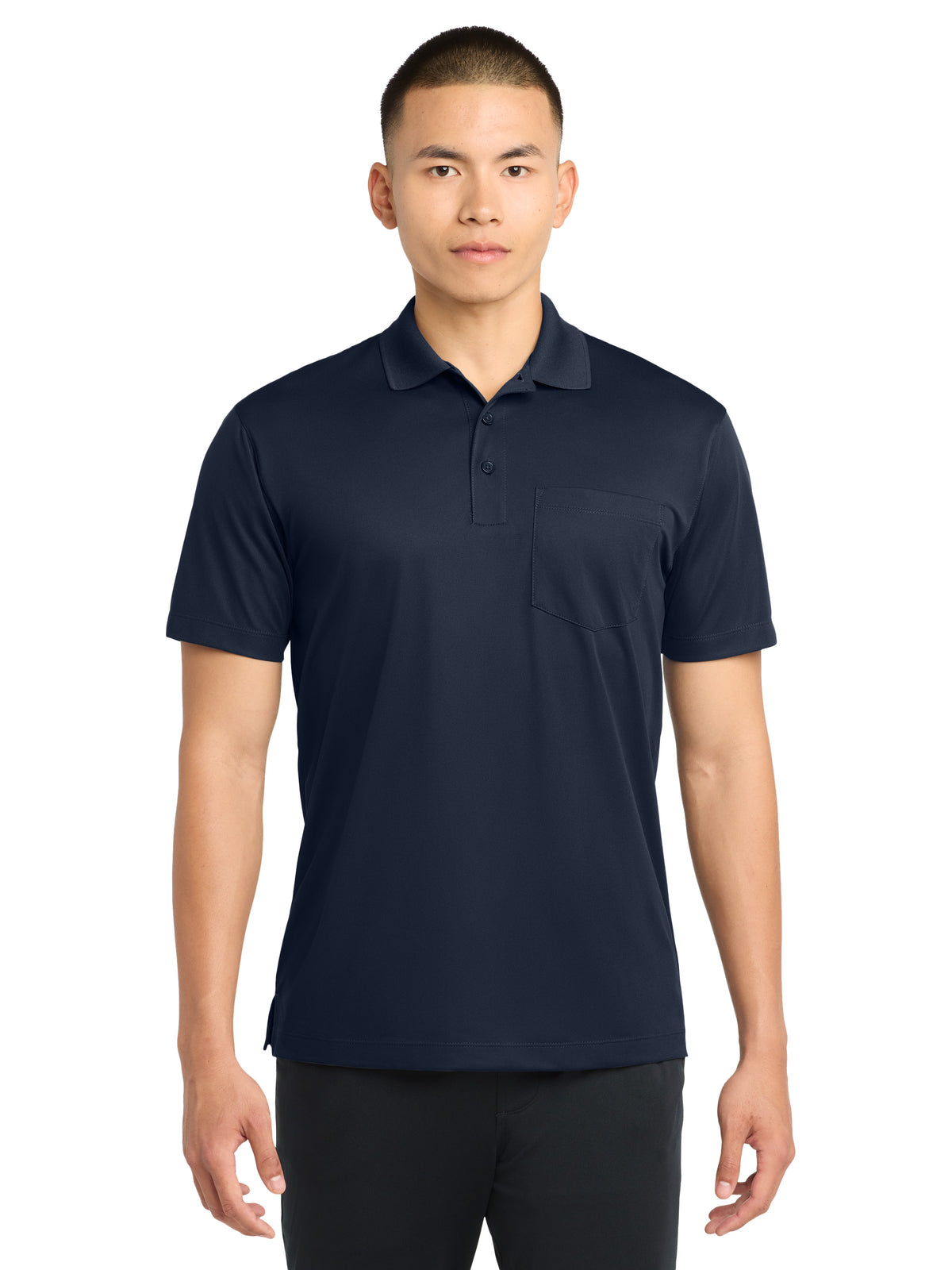 Men's Micropique Sport-Wick Pocket Polo - ST651 - True Navy