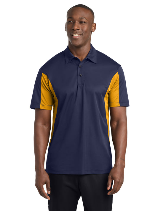 Men's Side Blocked Micropique Sport-Wick Polo - ST655 - True Navy/Gold