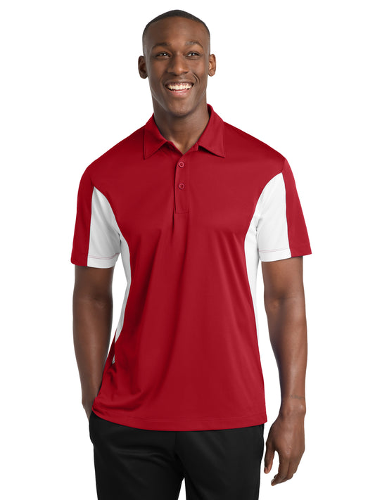 Men's Side Blocked Micropique Sport-Wick Polo - ST655 - True Red/White