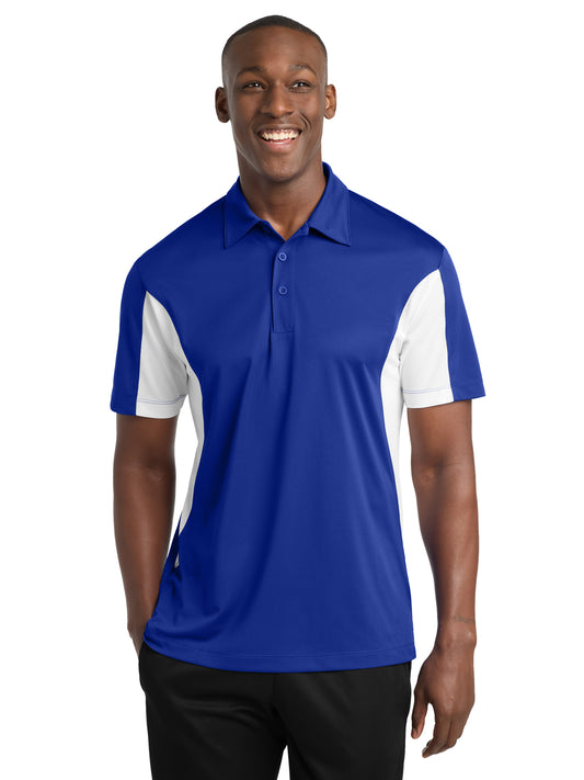 Men's Side Blocked Micropique Sport-Wick Polo - ST655 - True Royal/White