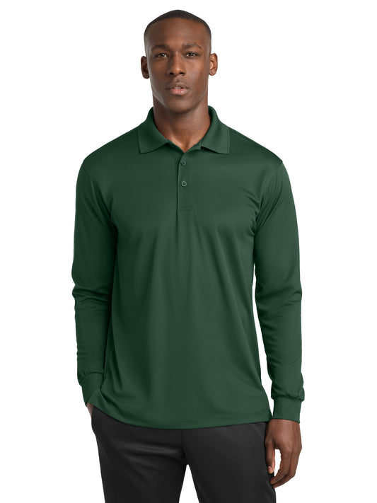 Men's Long Sleeve Micropique Sport-Wick Polo - ST657 - Forest Green