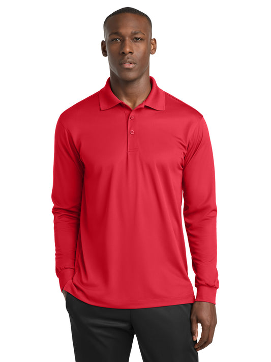 Men's Long Sleeve Micropique Sport-Wick Polo - ST657 - True Red