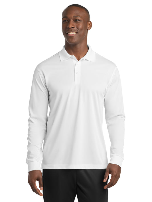 Men's Long Sleeve Micropique Sport-Wick Polo - ST657 - White