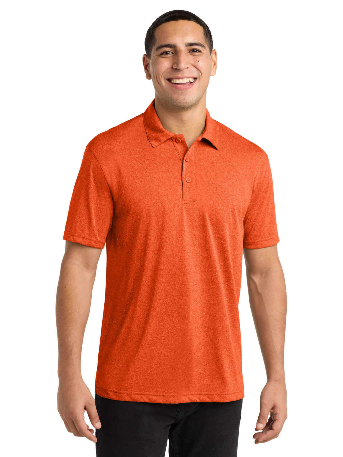 Men's Heather Contender Polo - ST660 - Deep Orange Heather