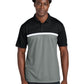 Men's Pocketless Moisture Wicking Colorblock Polo - ST741 - Black/ Grey Concrete Heather/ White