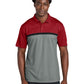 Men's Pocketless Moisture Wicking Colorblock Polo - ST741 - Deep Red/ Grey Concrete Heather/ Black