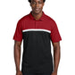 Men's Pocketless Moisture Wicking Colorblock Polo - ST741 - Deep Red/ Black/ White
