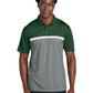 Men's Pocketless Moisture Wicking Colorblock Polo - ST741 - Forest Green/ Grey Concrete Heather/ White