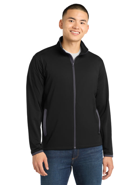 Men's Stretch Contrast Full-Zip Jacket - ST853 - Black/Charcoal Grey