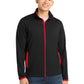 Men's Stretch Contrast Full-Zip Jacket - ST853 - Black/True Red
