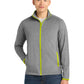 Men's Stretch Contrast Full-Zip Jacket - ST853 - Charcoal Grey Heather/Charge Green