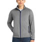 Men's Stretch Contrast Full-Zip Jacket - ST853 - Charcoal Grey Heather/True Navy
