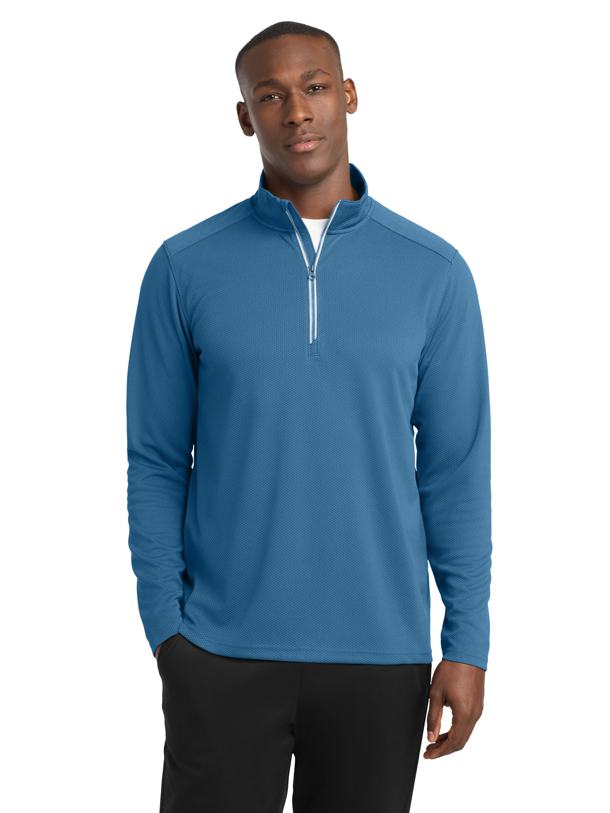 Men's Sport-Wick® Textured 1/4-Zip Pullover Sweatshirt - ST860 - Dawn Blue