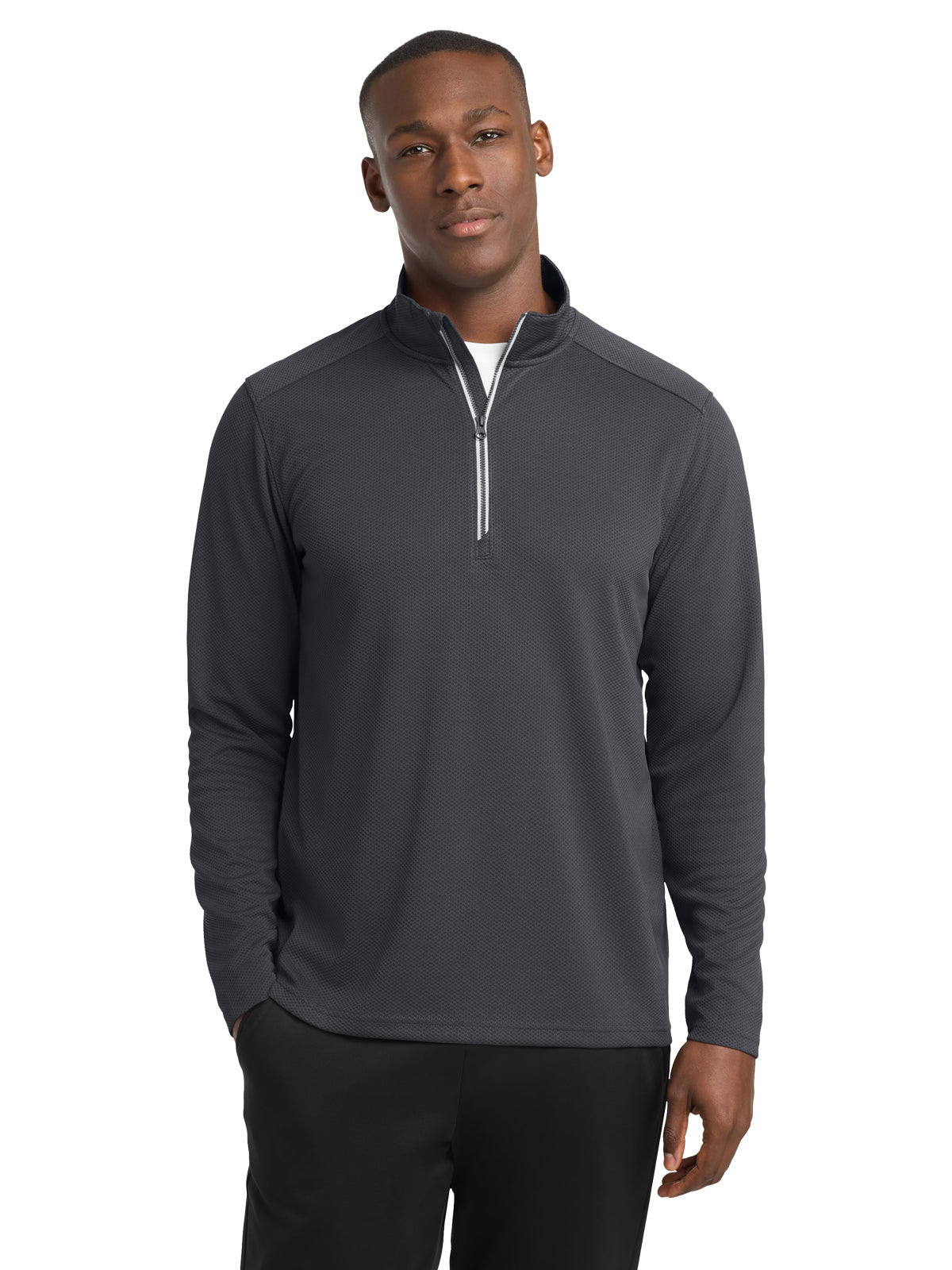 Men's Sport-Wick® Textured 1/4-Zip Pullover Sweatshirt - ST860 - Iron Grey