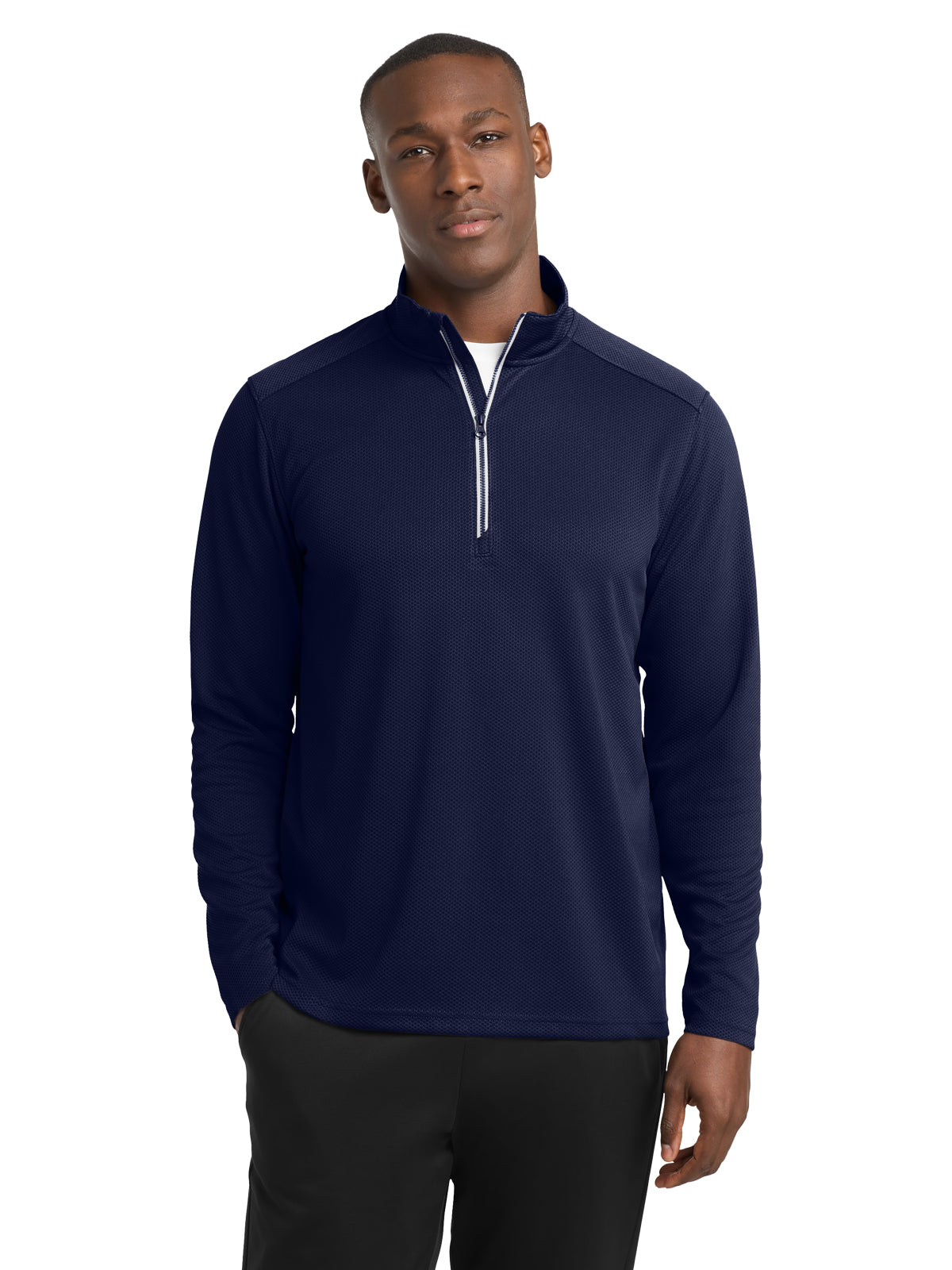 Men's Sport-Wick® Textured 1/4-Zip Pullover Sweatshirt - ST860 - True Navy