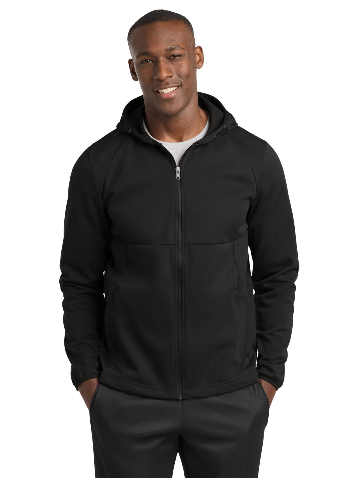 Men's Hooded Soft Shell Jacket - ST980 - Deep Black