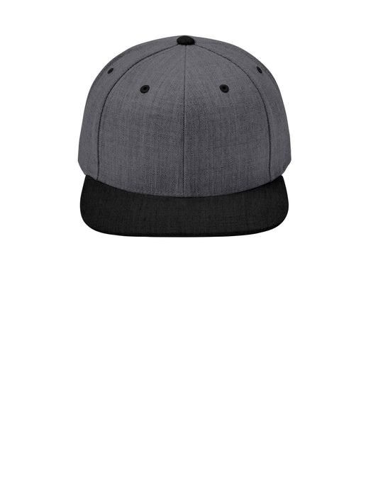 Unisex YP Classics Flat Bill Snapback Cap - STC19 - Dark Heather Grey/Black
