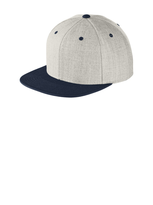 Unisex YP Classics Flat Bill Snapback Cap - STC19 - Heather Grey/ True Navy