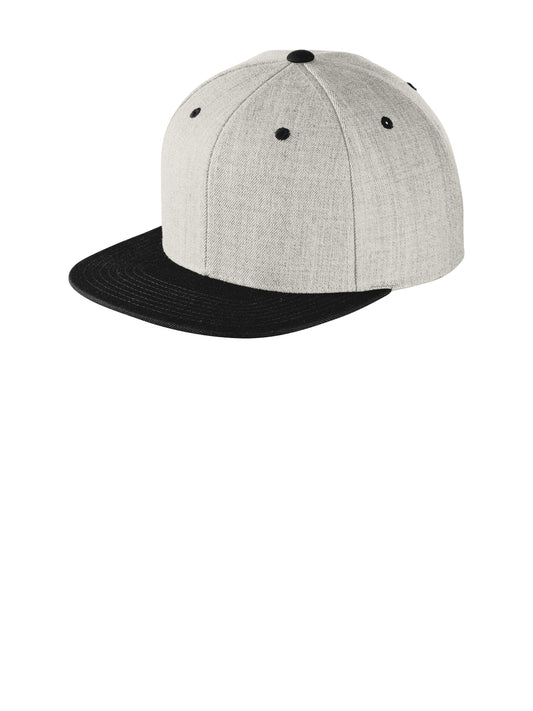 Unisex YP Classics Flat Bill Snapback Cap - STC19 - Heather Grey/Black