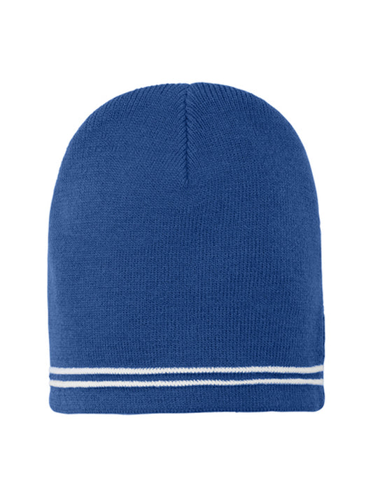 Unisex Double Striped Spectator Beanie - STC20 - True Royal/ White