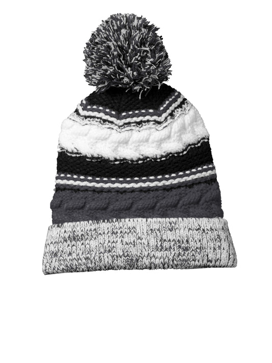 Unisex Pom Pom Team Beanie - STC21 - Iron Grey/Black/White