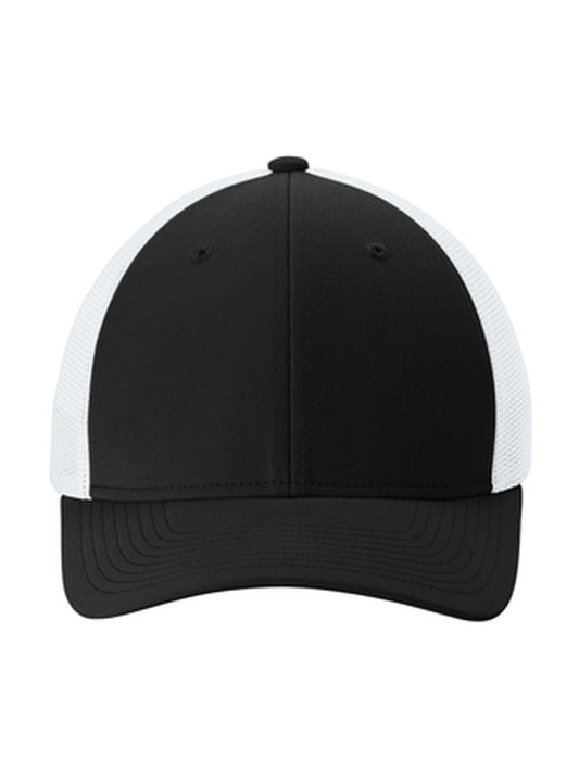 Moisture Wicking Stretch-Tek Mesh Back Cap - STC60 - Black/ White