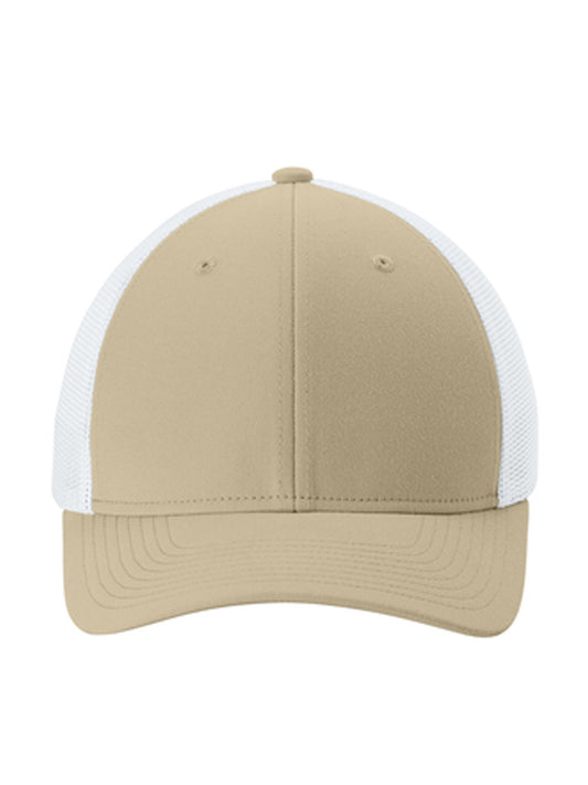 Moisture Wicking Stretch-Tek Mesh Back Cap - STC60 - Sahara/ White