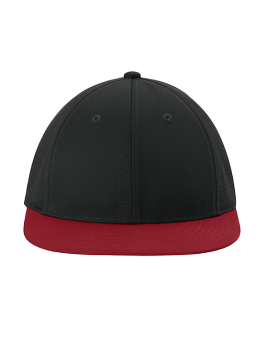 Moisture Wicking Pro-Cut Stretch-Tek Cap - STC64 - Black/ Deep Red/ Black