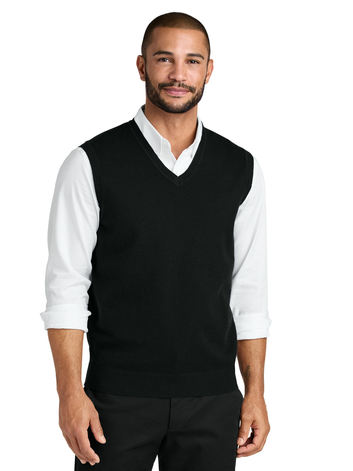 Men's Pocketless Easy Care Sweater Vest - SW2860 - Deep Black