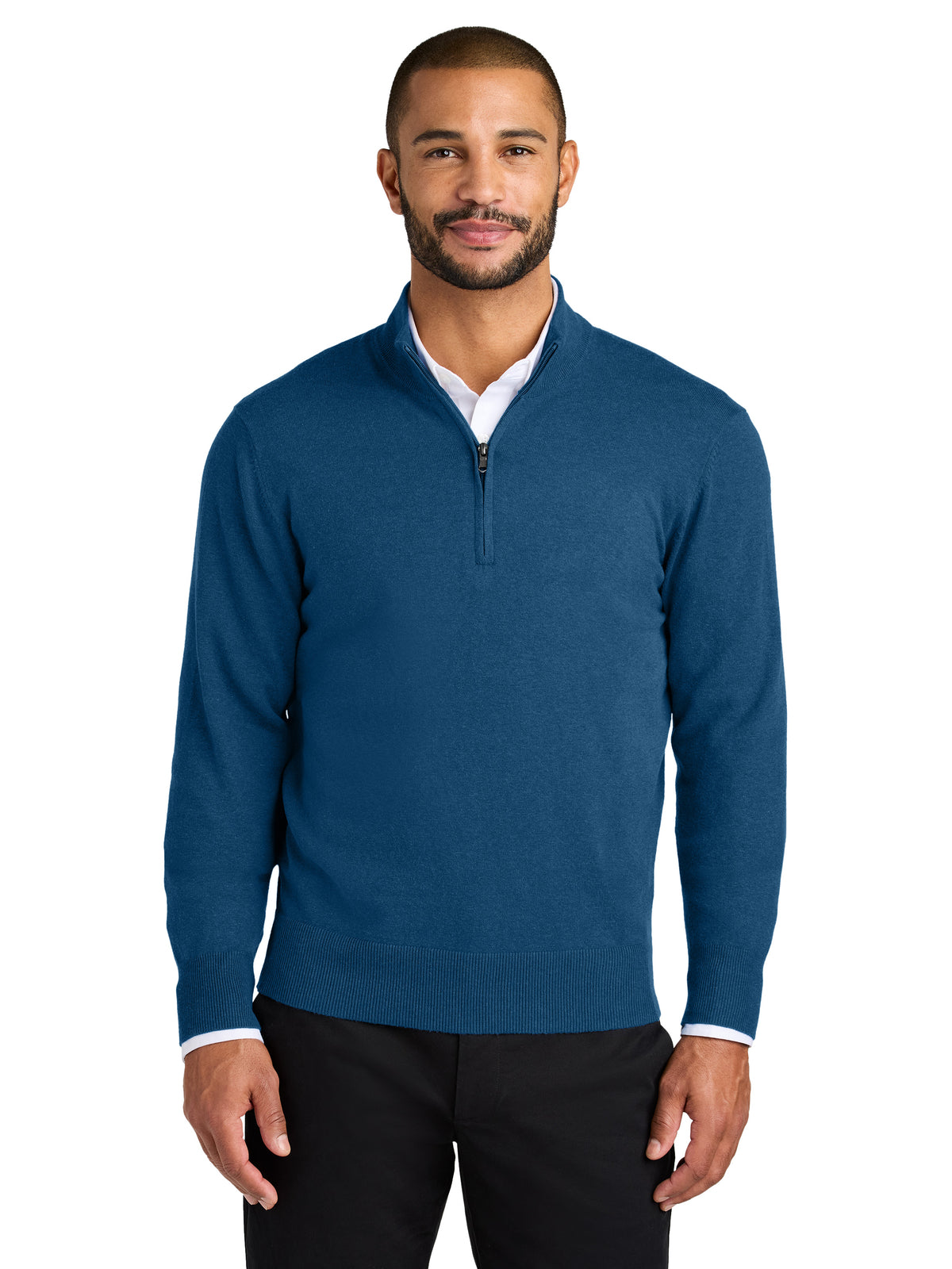 Men's Easy Care 1/4-Zip Sweater - SW2900 - Aegean Blue Heather