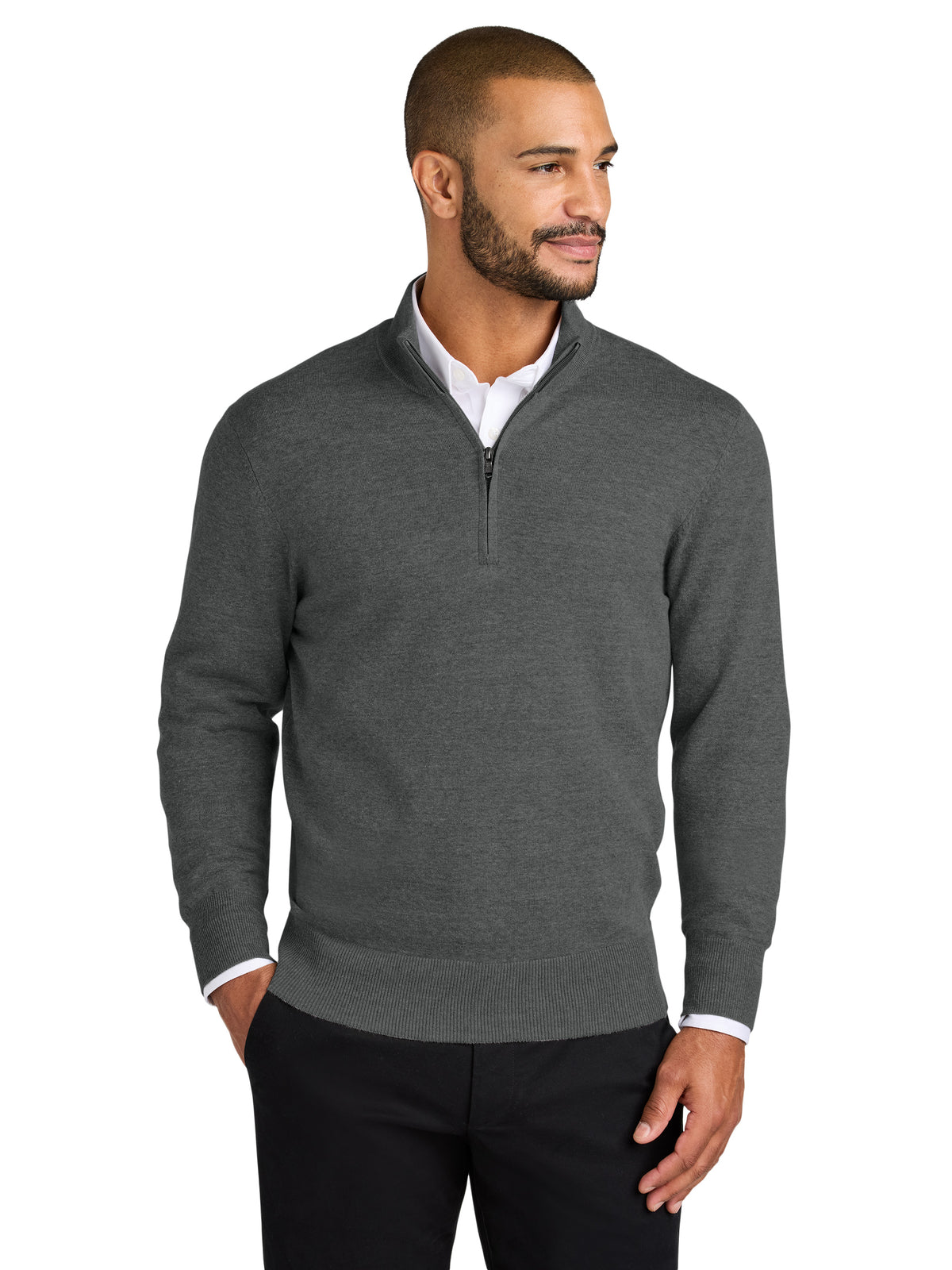 Men's Easy Care 1/4-Zip Sweater - SW2900 - Charcoal Heather
