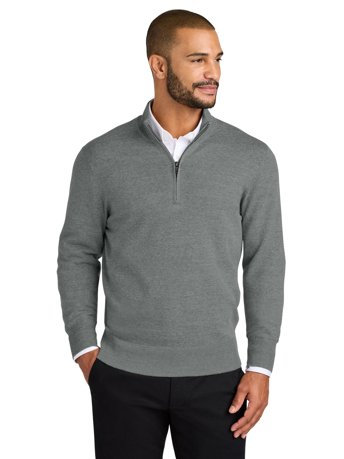 Men's Easy Care 1/4-Zip Sweater - SW2900 - Medium Heather Grey