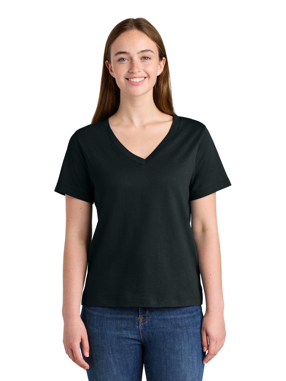 Women's Pocketless Stella Isla V-Neck Tee - SXW032 - Black